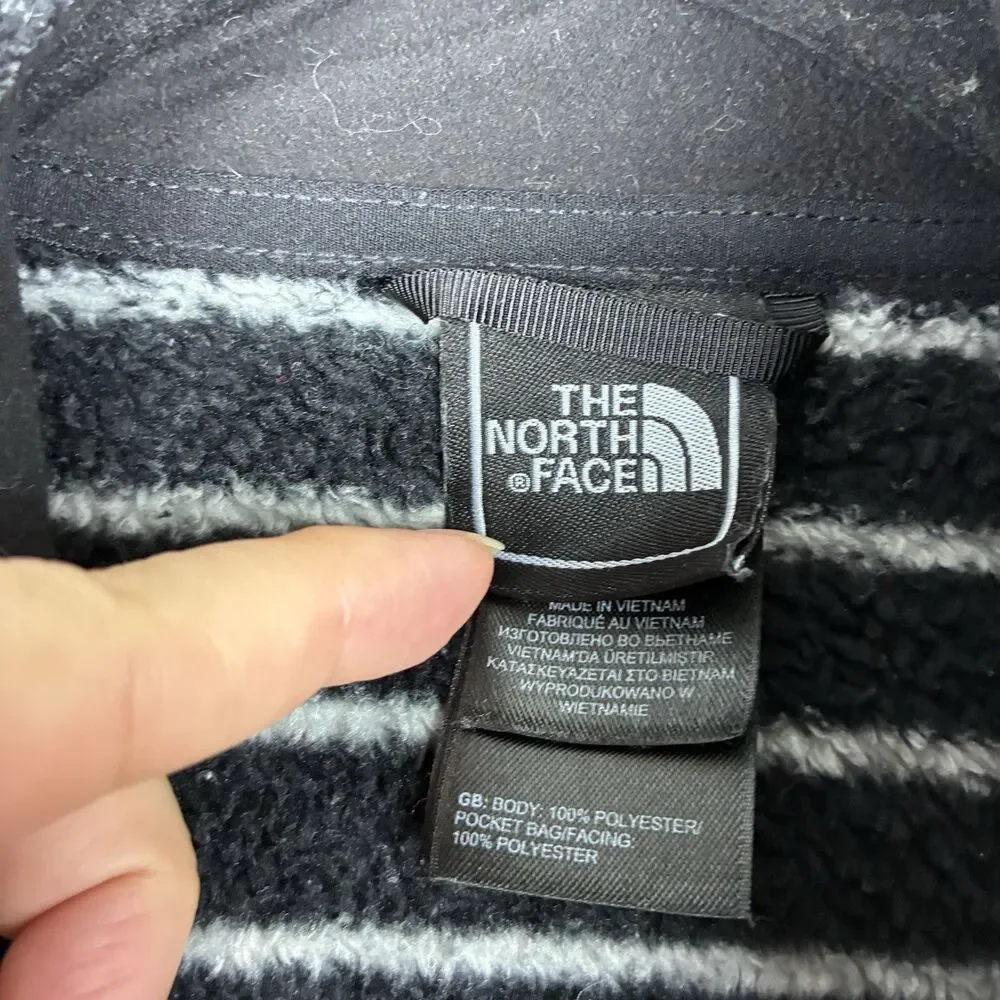 The North Face Womens Striped Fuzzy Fleece Black Full-Zip Jacket Sz S * PILLING - Picture 9 of 11